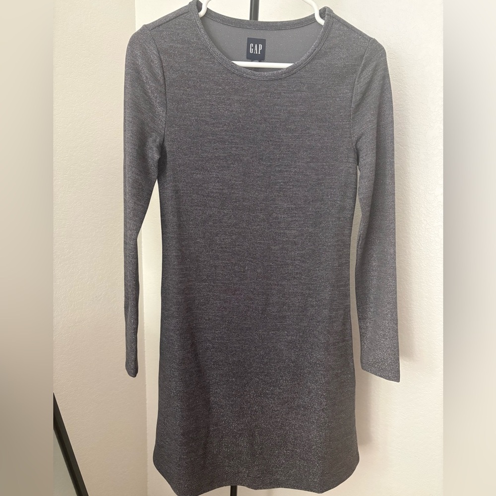 GAP Charcoal Gray Shimmer Ribbed Knit Dress
